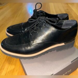 Franco Sarto Womens Charles Black Patent Oxfords Shoes 9 Medium (B,M)